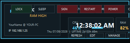 Left side of the bar showing IP address.